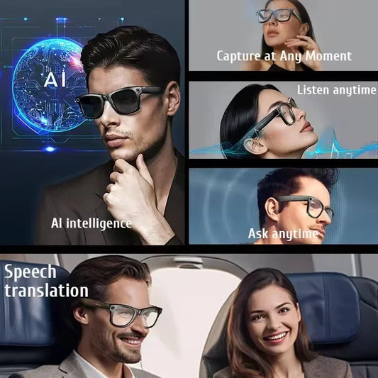 4K HD AI Smart Glasses Men 800W Pixel Camera Bluetooth Call 4GB WIFI Transmission Voice Assistant Smart Glasses 2026 New