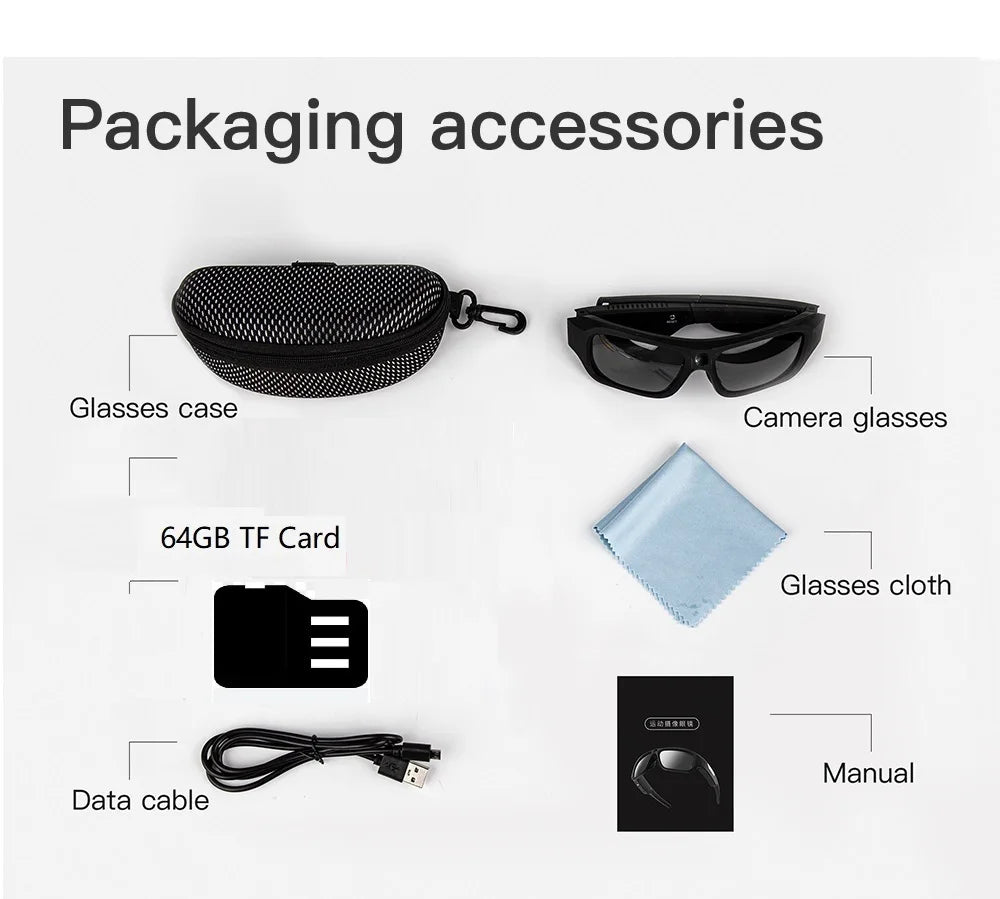 4K HD Smart Glasses Camera Mini Eyewear Camcorder for Outdoor Cycling Driving Video Recordings
