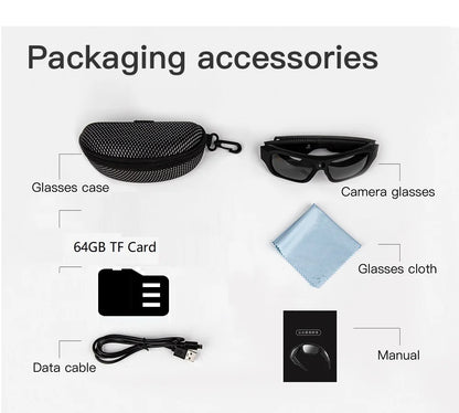 4K HD Smart Glasses Camera Mini Eyewear Camcorder for Outdoor Cycling Driving Video Recordings