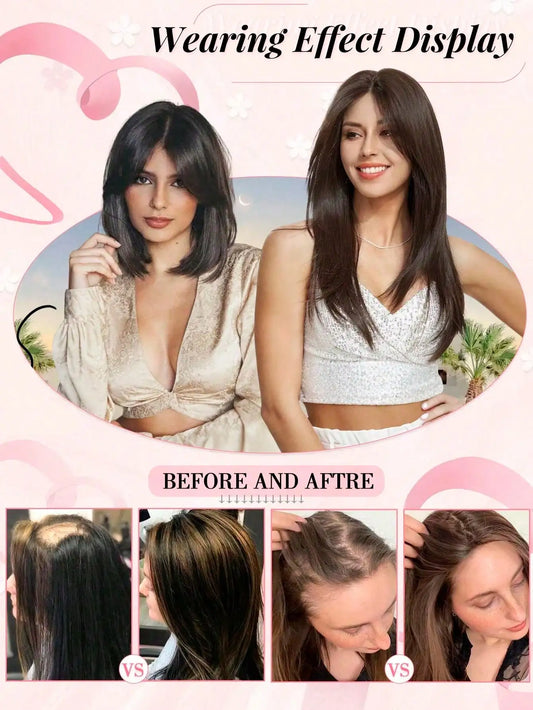 OLACARE Synthetic Black Natural Lace Front Wigs Brown Long Straight Lace Front Wig for Women Pre Plucked Natural Hairline