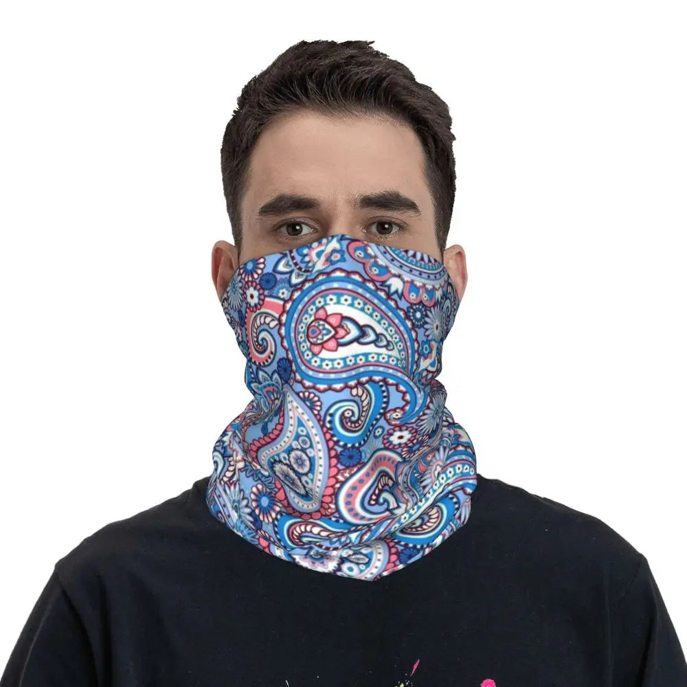 Custom Black Bandana Pattern Bandana Neck Gaiter for Hiking Cycling Women Men Wrap Scarf Paisley Style Headband Warmer