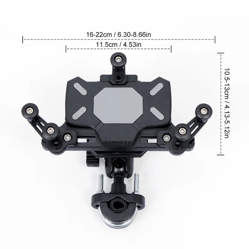 Universal Motorcycle Phone Holder Shock Absorbing Phone Mount Stand 360° Adjustable For iPhone 15 13 14 Pro Max More 4.7-7.1inch