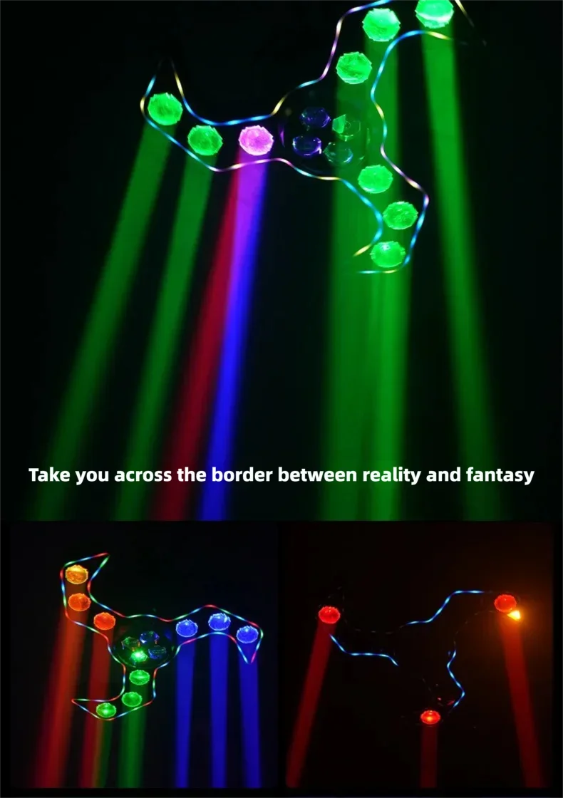 Shuriken Moving Head DJ Lights Rotating 120W RGBW 4 in 1 DJ Equipment Stage Light Strobe for DJ Disco Party Event Stage Effect