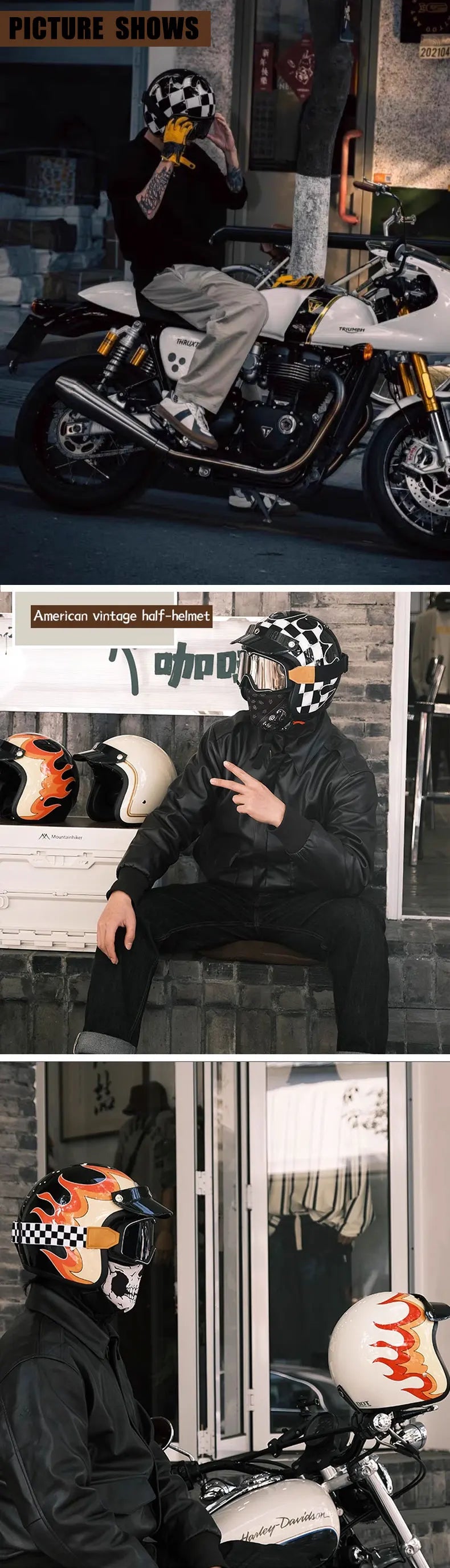 Hot Sale Open Face Helmet Retro 3/4 Jet Motorcycle Helmets Men ABS Shell Safty Cap German Style Four Seasons DOT Approved
