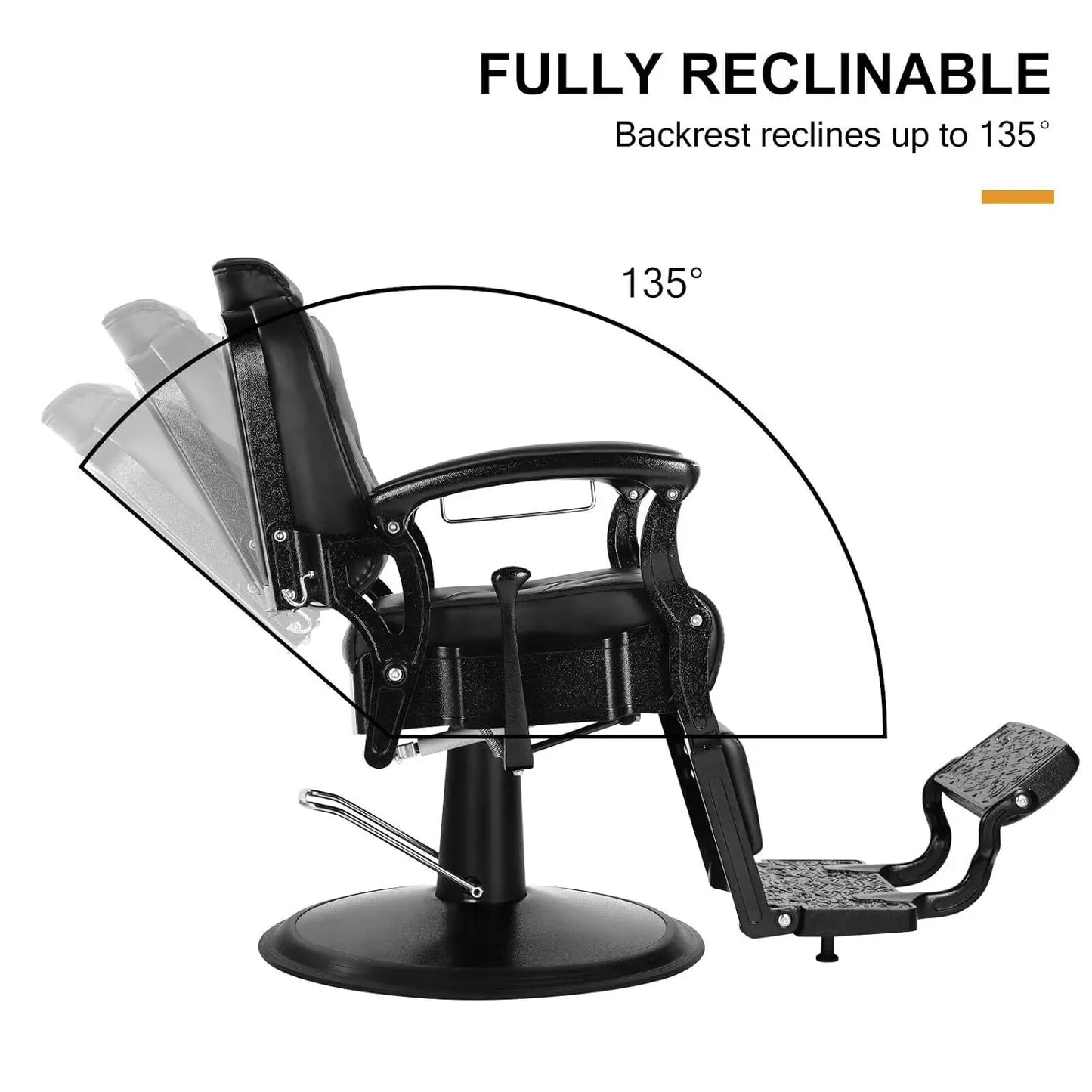 Vintage Barber Chair All Purpose Hydraulic Recline Heavy Duty Salon Beauty Spa Black Barber Chair,Customized