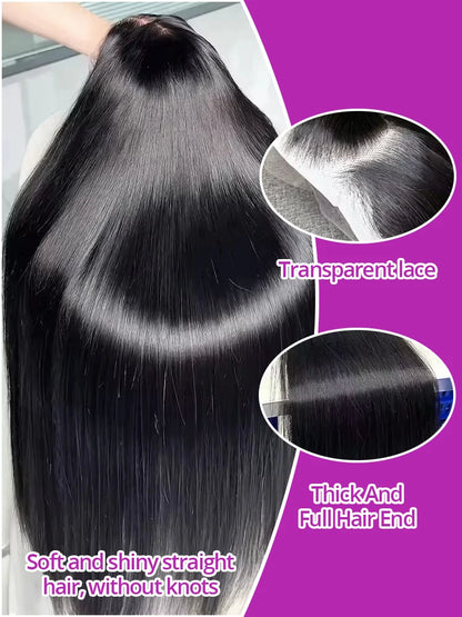 40 46 Inch Hd Transparent Lace Wig 13x6 13x4 Bone Straight Human Hair Brazilian 360 Full Lace Frontal Wigs For Women 300 Density