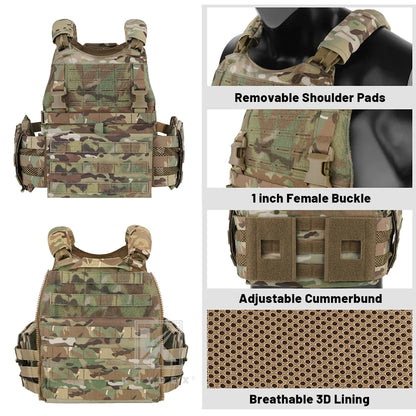 KRYDEX SCARAB Plate Carrier Tactical Heavy Duty Modular MOLLE Vest With 556 Magazine Pouch Placard For Outdoor Hunting