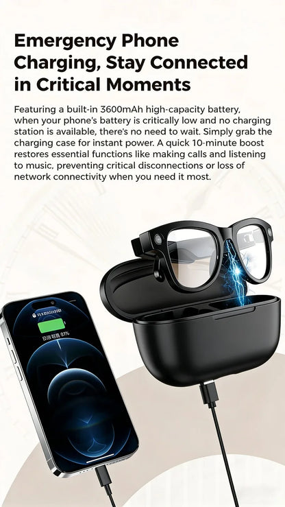 M02 AI Smart Glasses 8MP Camera Video Recording 100+Languages Translation Sunglasses Bluetooth Call Music Play with Charging Box