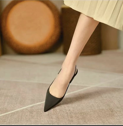 2025 New Fairy Pink Womens High Heel Sandals Pointed Toe Shallow Mouth Soft Leather Heels Ladies Fashion Banquet Versatile Shoes