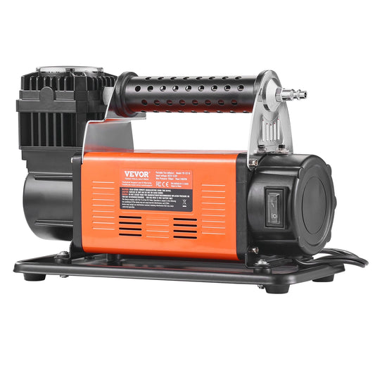 SucceBuy Tire Inflator Compressor 6-10 CFM Heavy Duty Air Compressor Dual-Cylinder 150PSI Air Pump with Adapters for Trucks Car