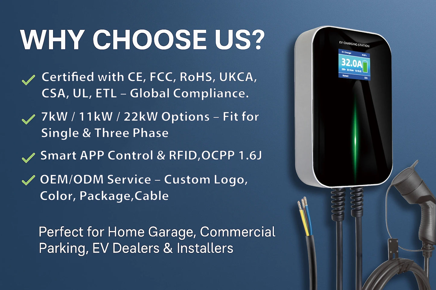 Mode 3 22KW 3 Phase EV Charger Level 2 Electric Vehicle Charging Station