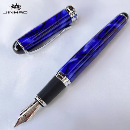 1 PCS Jinhao X750 Fountain Pen Set Medium Nib With Ink Converter Silver Trim Fancy gift calligraphy writing pen