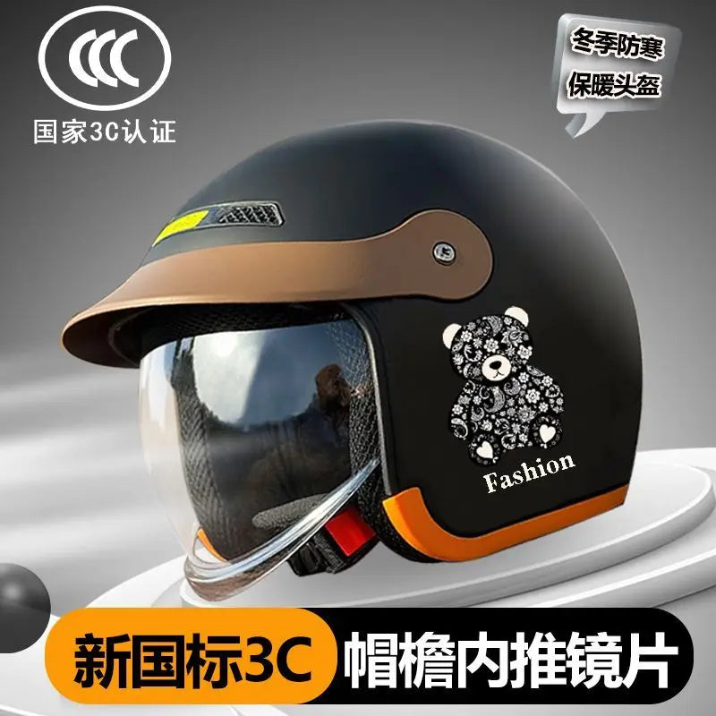 National standard 3C certified winter warm electric vehicle half helmet helmet unisex