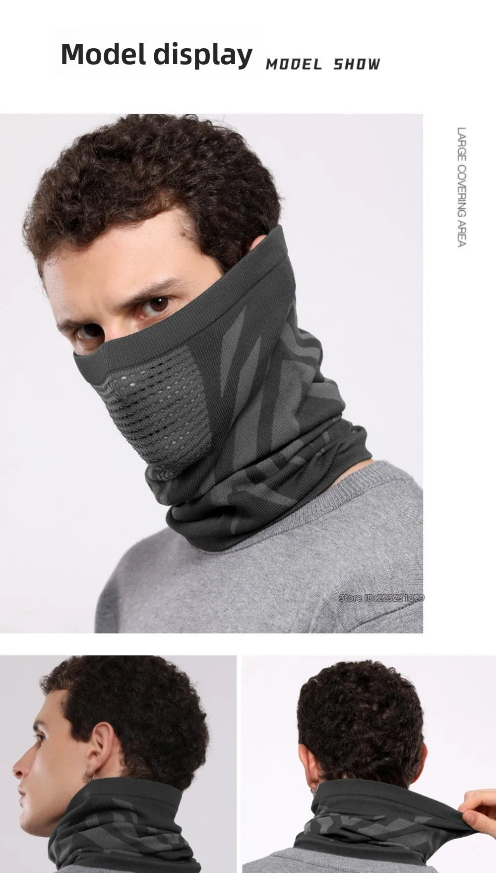 Motorcycle Balaclava Winter Neck Warmer Windproof Face Mask Cold Protection Seamless Scarf Ear Cover Breathable Riding Outdoor