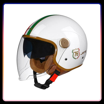 Daul Lens Open Face Motorcycle Helmets Retro Vintage Moto Jet Helmet Men Women DOT Unisex 3/4 Open Half Helm Cascos Para Motos