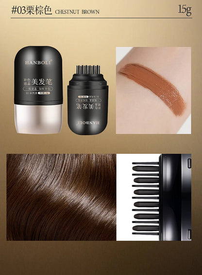 2in1 Plant Hair Dye Stick with Comb Black Brown Long Lasting Temporary Hair Coloring Covered White Hairs Hairline Pen Washable