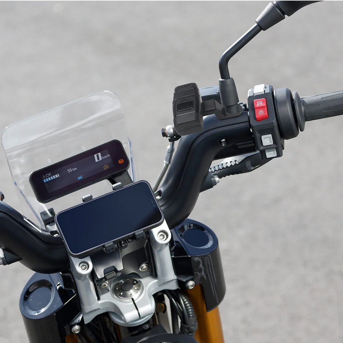 1x Motorcycle Dual USB Socket QC3.0 Fast Charger 60W Handle Style with Switch Voltmeter Waterproof 12V Power Supply Adapter Kit