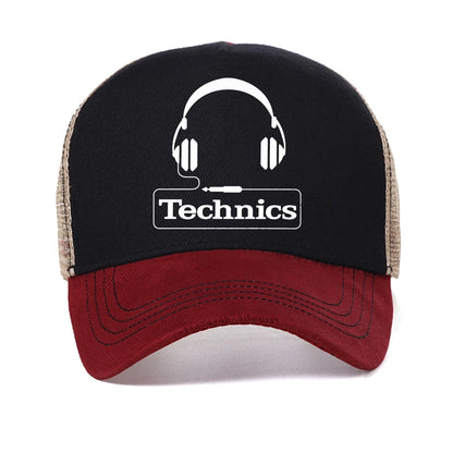 Technics Headphone Print baseball cap Vinyl Master DJ Technics hip hop caps fashion Breathable Unisex sun hat mesh Snapback Hats