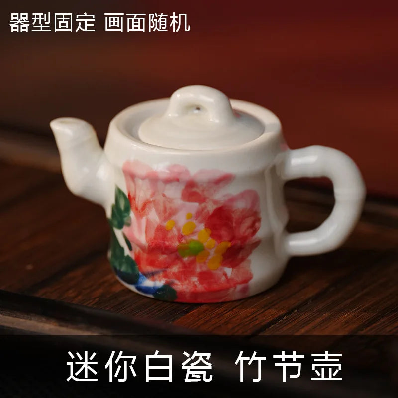 Mini Hand-Painted Ceramic Teapot Jingdezhen Hand- Pulled Tea Pet Micro Landscape Decorative Item Kitchen Dining Bar Essential