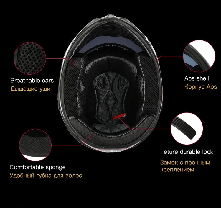 Motorbike Helmet  For Adults Motocross Helmets Casco Motorbike Helmet Full Face  Modular Dual Lens Double Visors