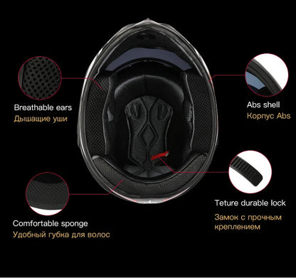 Motorbike Helmet  For Adults Motocross Helmets Casco Motorbike Helmet Full Face  Modular Dual Lens Double Visors
