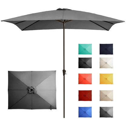 8x10FT Large Rectangular Patio Umbrella Outdoor Table Umbrella w/Crank Rectangle Market Umbrella UV Protection for, Customized