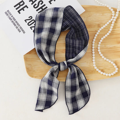 British Cotton Skinny Plaid Scarf Fashionable Outfit Hairband Necktie Scarf Small Shawl Headscarf Neck Protection Scarf 11X120cm