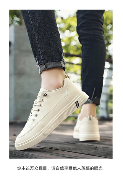 New Style White Sneakers for Men, Korean Version, Trendy Platform Shoes, Versatile for All Occasions, Sporty and Casual Shoes