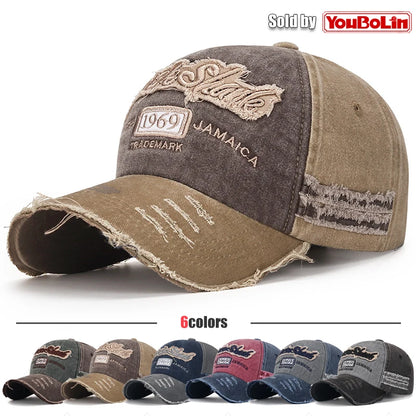 Scratched Brushed Patch Letter Embroidery Distressed Adjustable Cotton Hard Top Baseball Cap Sun Hat Trucker Caps Dad Hats