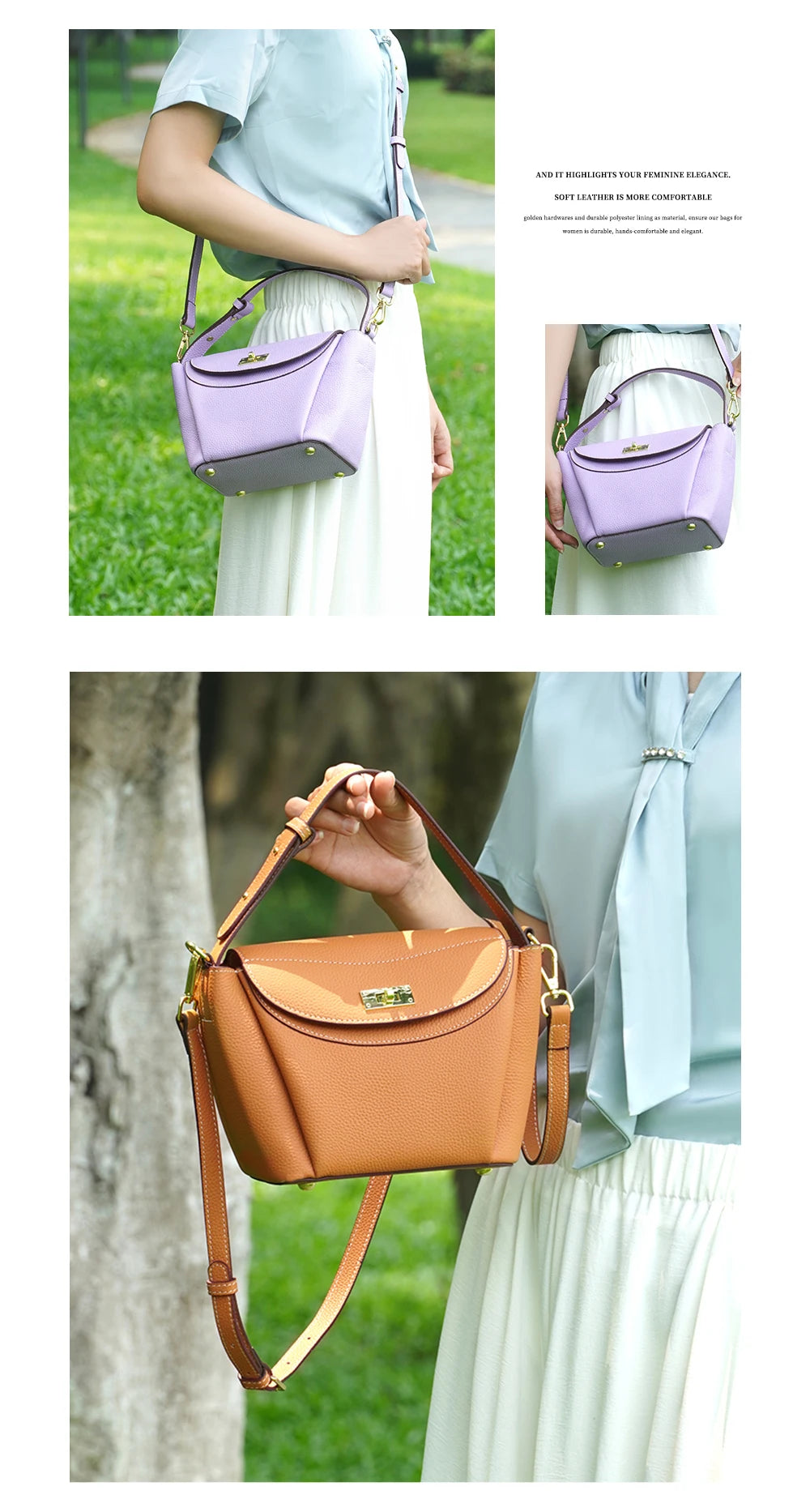 Zency Luxury Genuine Leather Tote Bag For Women Elegant High End Bag Shoulder Crossbody Handbag Top Handle Bags Noble Purple Bag