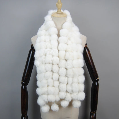 Women Winter Warm Real Rabbit Fur Scarf Hot Sale Natural Rabbit Fur Muffler 2025 Lady 100% Genuine Fur Scarves Wholesale Retail