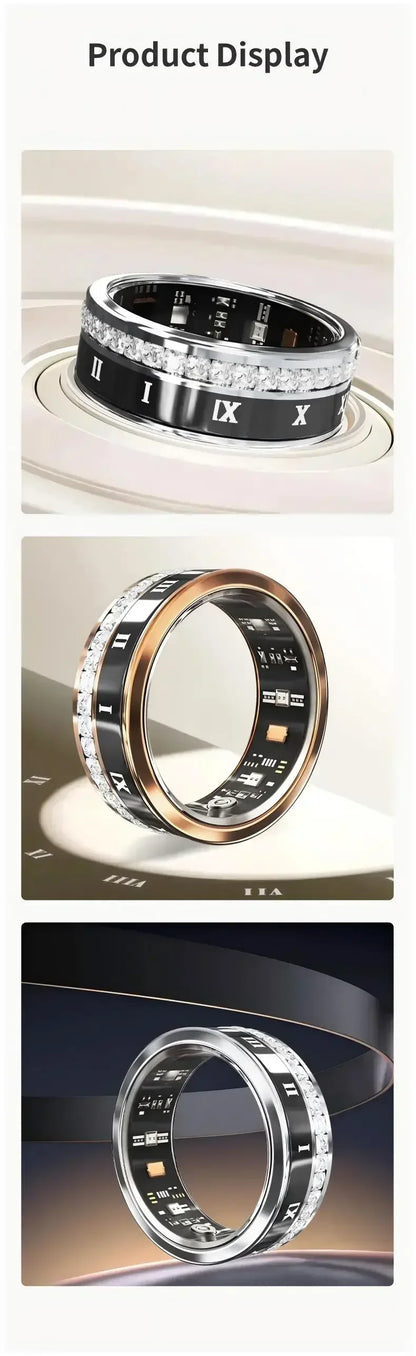 Diamond Smart Ring for Men Women Heart Rate Blood Oxygen Sleep monitoring IP68 Waterproof Sport Modes Ring For Android IOS