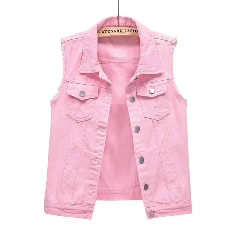 Coats Fashion Clothes Casual Vintage Elegant Sleeveless Denim Vest for Women Jacket Spring Streetwear Women Clothing Autumn