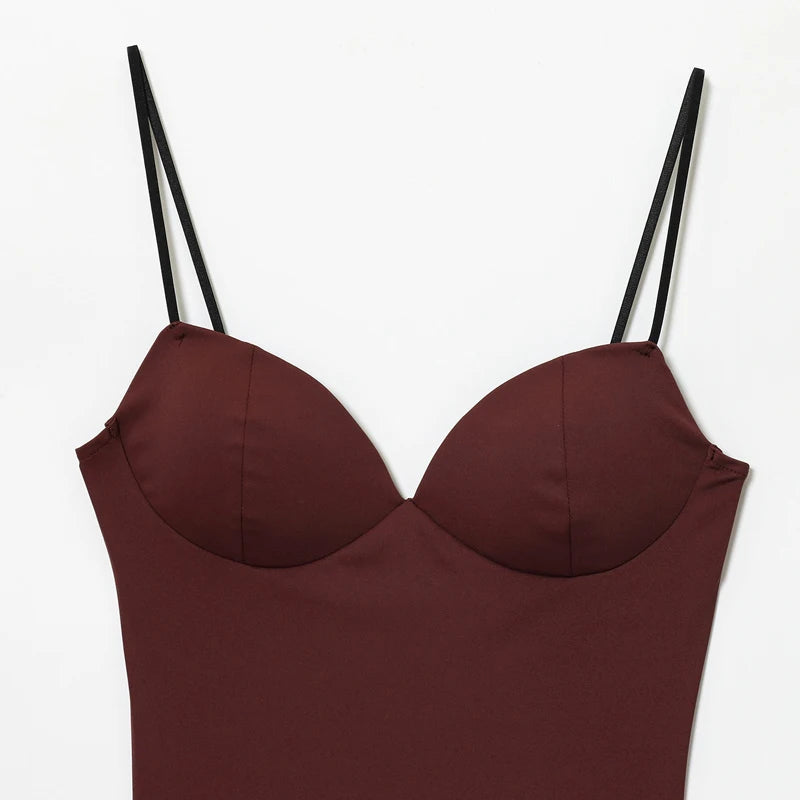 Women's Tops Bustier Corset Crop Slip Top Women Bodycon Backless Sexy Tops 2026New Brown Black Gray Camisole Vest Female Fashion