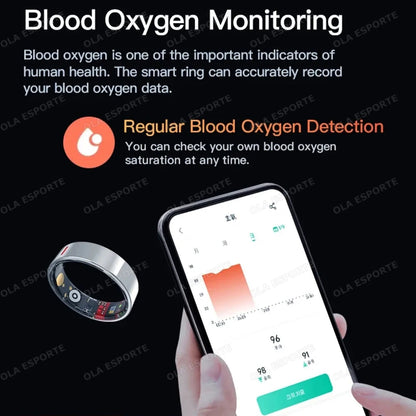 Men Women Fashion Smart Ring Sleep Heart Rate Blood Pressure Monitoring Bluetooth Connection Multiple Sports Modes Fitness Rings