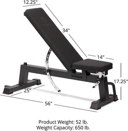 Performance Series Adjustable Bench Supports 650 LB Incline Versatile Utility Bench for Home Gym Weightlifting Strength Training