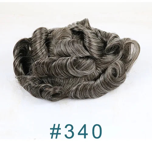 Durable Mens Wig NPU Bond Mono Pu Front Hair Replacement System Breathable Lace Mix Brown Grey 1B80 565# Human Hair Prosthesis