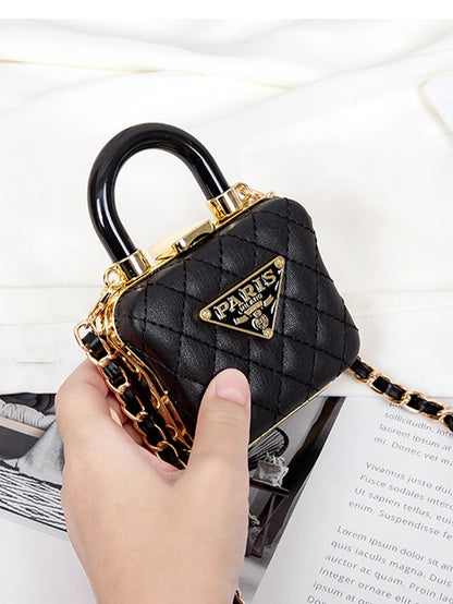 Diamond chain box, exquisite and versatile accessories, niche mini lipstick crossbody bag, earphone bag