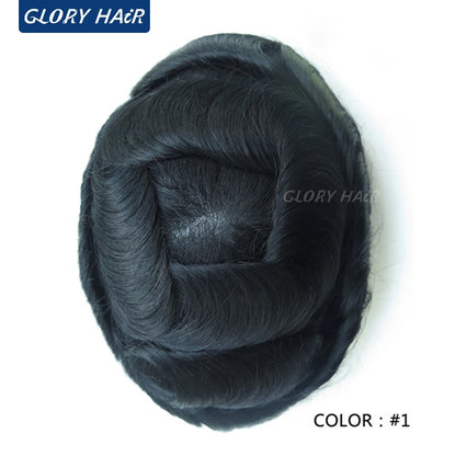 Gloryhair-Natural and Realistic Hair Prosthesis Male Toupee Wig 130% Density Hair Pieces Indian Human Men's Capillary Prosthesis