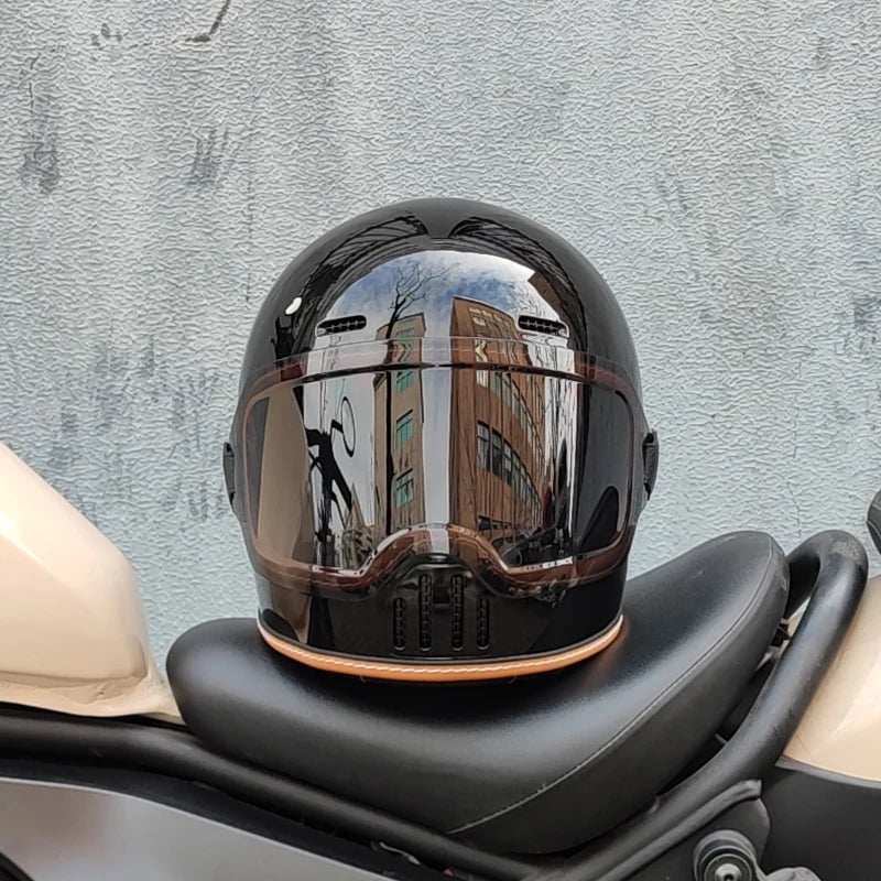ORZ Retro Full Helmet Motorcycle Motorcycle Helmet Four Seasons Couple Street Bike Helmet Riding