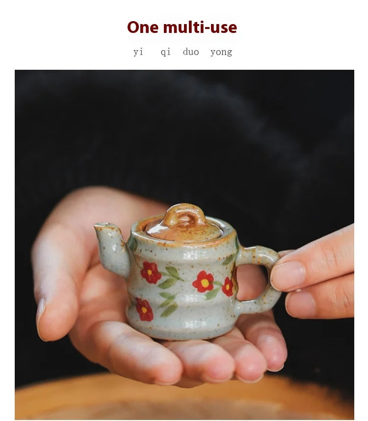 Mini Hand-Painted Ceramic Teapot Jingdezhen Hand- Pulled Tea Pet Micro Landscape Decorative Item Kitchen Dining Bar Essential