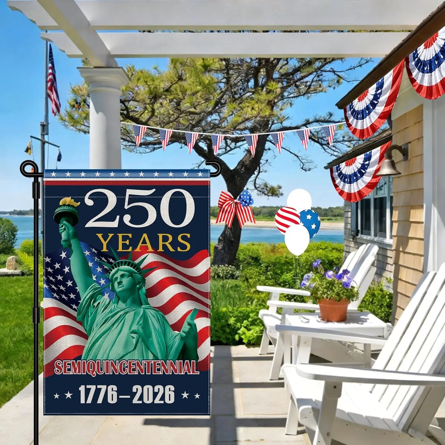 250th Anniversary USA Garden Flag, American 250th Patriotic Double Sided Outdoor Banner, 1776-2026 Semiquincentennial Americ YYQ