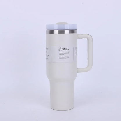 40 Oz Insulated Mug with Handle Straw and Lid. Stainless Steel Portable Drinking Mug, BPA free Keeps Water Hot or Cold Longer