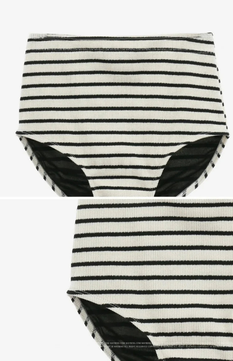 Korean Style Summer Stripe Women High Waisted Swimwear Female Push Up Swimsuit 2024 Swimming Bathing Suit Bikini Set Beach Wear