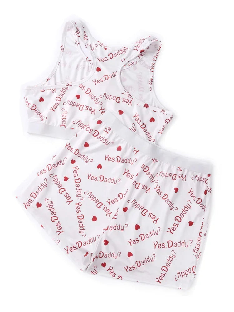 Sets for women 2 pieces Short Set 2026 Casual Home Wear Printed Vest Crop Tops Shorts Set Tracksuits Sportswear Loungewear
