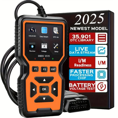 Professional Obd2 Diagnostic Tool Heavy Duty Vehicle Repair Tool - Code Reader/Resetter, Supports Real-Time Data Stream, No Battery Required, Compatible with Vehicles 1996 and up (Obdii/Eobd, Mode 6/8), Suitable for Mechanics