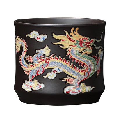 Hand-made Dragons Phoenixs Color-changing Purple Clay Teapot Reusable Tea Pot For Brewings Tea Cup Infuser Teapot Valuable Gift