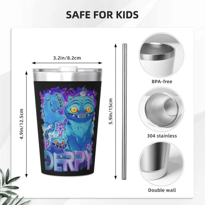 Mystery Saja Boys Kpop Demon Hunters Tumbler With Straw For Kids Stainless Steel Travel Mugs Double Wall Vacuum Insulated 12oz