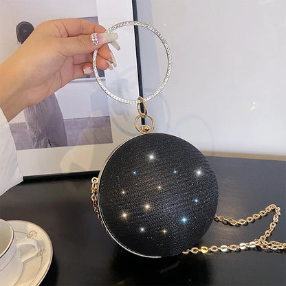 Circular Ring Portable Evening Bags Metal Round Ball Handbags For Lipstick Elegant Luxury Clutch Purse Wedding Wallets