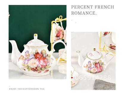 400ML European Bone Coffee Teapot English Afternoon Tea Set Kettle Pot Resistant High-Grade Porcelain Heat China Teapot Pot